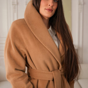 Women's Shawl Collar Coat in Camel
