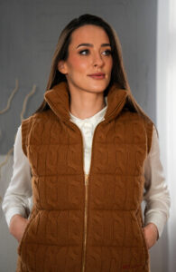 Bezrękawnik damski dziany – wypełnienie 100% puchu gęsiego